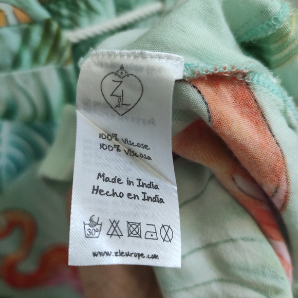 Z&L Europe Flamingo High Low Wrap Dress Women's XS ruffle palm tropical - Picture 9 of 13